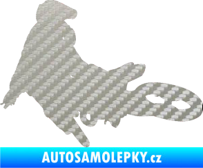 Samolepka Motorka 028 levá motokros 3D karbon stříbrný
