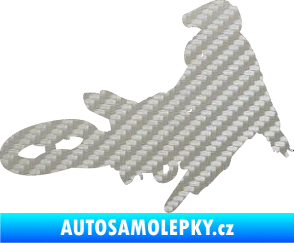 Samolepka Motorka 028 pravá motokros 3D karbon stříbrný