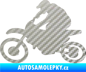 Samolepka Motorka 031 levá motokros 3D karbon stříbrný