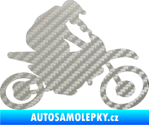 Samolepka Motorka 031 pravá motokros 3D karbon stříbrný