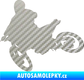 Samolepka Motorka 034 levá motokros 3D karbon stříbrný