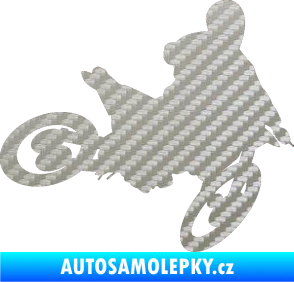 Samolepka Motorka 034 pravá motokros 3D karbon stříbrný