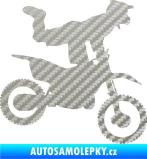 Samolepka Motorka 038 pravá motokros freestyle 3D karbon stříbrný