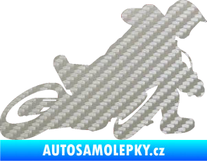 Samolepka Motorka 039 pravá motokros 3D karbon stříbrný