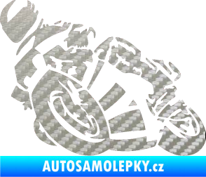 Samolepka Motorka 040 levá road racing 3D karbon stříbrný