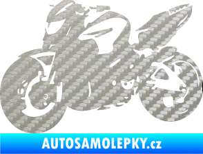 Samolepka Motorka 041 levá road racing 3D karbon stříbrný