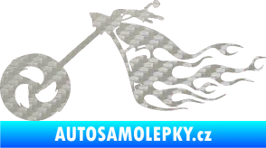 Samolepka Motorka 042 levá plameny 3D karbon stříbrný