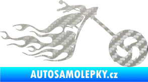 Samolepka Motorka 042 pravá plameny 3D karbon stříbrný