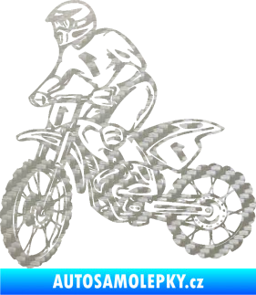 Samolepka Motorka 043 levá motokros 3D karbon stříbrný