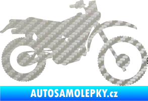 Samolepka Motorka 046 pravá 3D karbon stříbrný