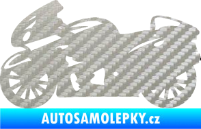 Samolepka Motorka 048 levá silniční 3D karbon stříbrný