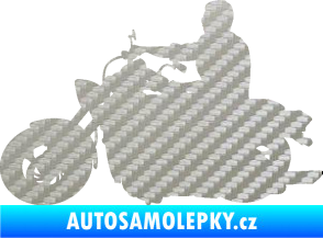 Samolepka Motorka 049 levá 3D karbon stříbrný