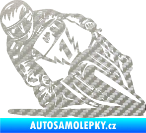 Samolepka Motorka 051 levá 3D karbon stříbrný