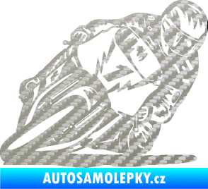 Samolepka Motorka 051 pravá 3D karbon stříbrný
