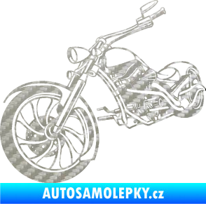 Samolepka Motorka chopper 002 levá 3D karbon stříbrný