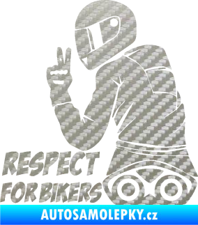 Samolepka Motorkář 003 levá respect for bikers nápis 3D karbon stříbrný