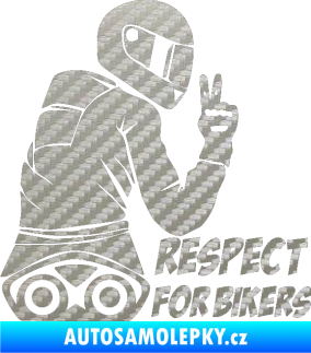 Samolepka Motorkář 003 pravá respect for bikers nápis 3D karbon stříbrný