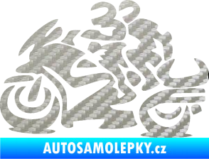 Samolepka Motorkář 009 levá se spolujezdcem 3D karbon stříbrný