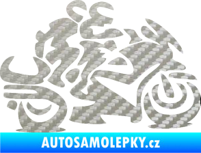 Samolepka Motorkář 009 pravá se spolujezdcem 3D karbon stříbrný