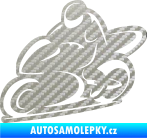 Samolepka Motorkář 011 levá 3D karbon stříbrný