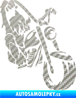 Samolepka Motorkář 015 pravá harley 3D karbon stříbrný