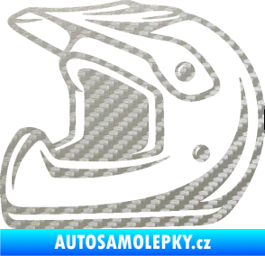 Samolepka Motorkářská helma 002 levá 3D karbon stříbrný