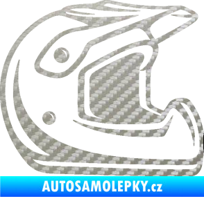 Samolepka Motorkářská helma 002 pravá 3D karbon stříbrný
