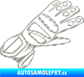 Samolepka Motorkářské rukavice 002 pravá 3D karbon stříbrný
