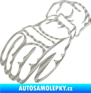 Samolepka Motorkářské rukavice 003 levá 3D karbon stříbrný