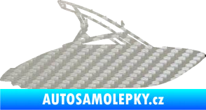 Samolepka Motorový člun 001 pravá 3D karbon stříbrný