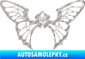 Samolepka Motýl 001 levá 3D karbon stříbrný