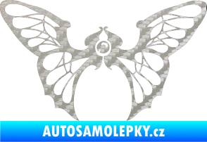 Samolepka Motýl 001 pravá 3D karbon stříbrný
