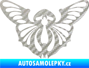 Samolepka Motýl 002 levá 3D karbon stříbrný