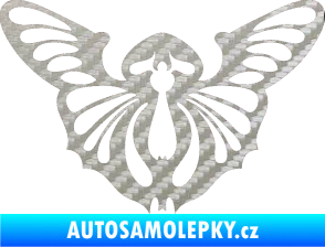 Samolepka Motýl 002 pravá 3D karbon stříbrný