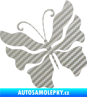 Samolepka Motýl 003 levá 3D karbon stříbrný
