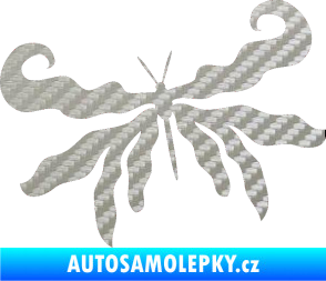 Samolepka Motýl 004 levá 3D karbon stříbrný