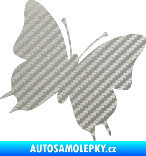 Samolepka Motýl 007 pravá 3D karbon stříbrný