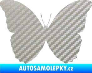 Samolepka Motýl 008 3D karbon stříbrný
