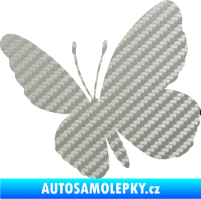 Samolepka Motýl 009 levá 3D karbon stříbrný