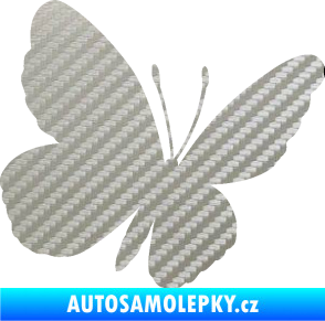 Samolepka Motýl 009 pravá 3D karbon stříbrný