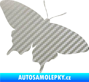 Samolepka Motýl 010 pravá 3D karbon stříbrný