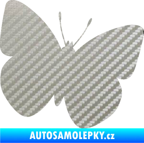 Samolepka Motýl 011 pravá 3D karbon stříbrný