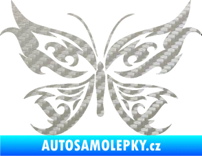 Samolepka Motýl 012 3D karbon stříbrný