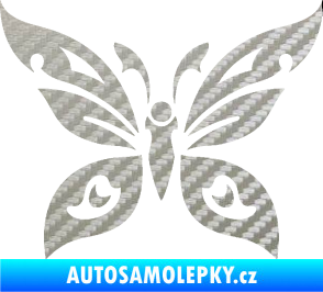 Samolepka Motýl 014 3D karbon stříbrný