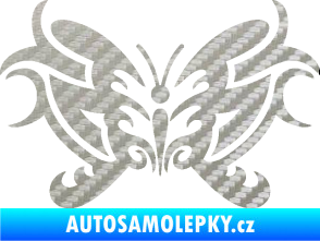 Samolepka Motýl 015 3D karbon stříbrný