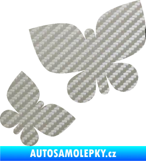 Samolepka Motýlci 001 levá 3D karbon stříbrný
