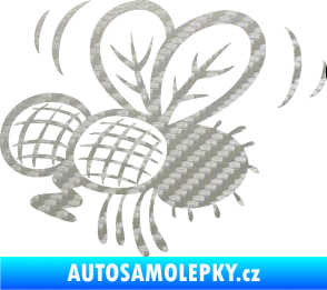 Samolepka Moucha 002 levá 3D karbon stříbrný