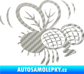 Samolepka Moucha 002 pravá 3D karbon stříbrný