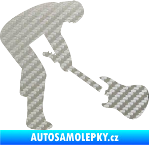 Samolepka Music 007 pravá rocker s kytarou 3D karbon stříbrný