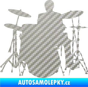 Samolepka Music 009 levá hráč na bicí 3D karbon stříbrný